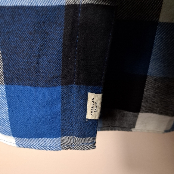 NWT American Eagle Outfitters Men's Flannel Plaid Blue Shirt Sz Large - Picture 5 of 11